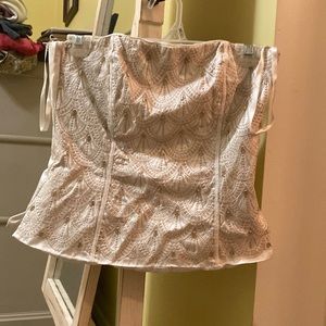 White House black market white gold corset top